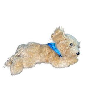 Little Brownie Plush Dog Toy With Blue Bandana 13" Beige Fluffy Stuffed Animal